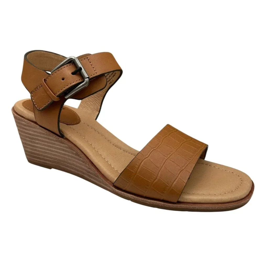 Sofft Garin Women’s Wedge Sandals Size 8.5‎ Brown Open-toe Hook & loop Closure